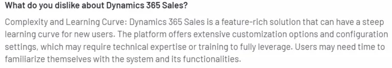 negative review for Dynamics 365