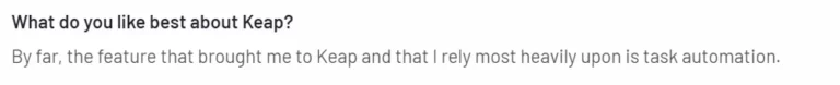 positive review of Keap CRM