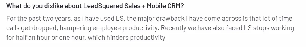 Negative review of LeadSquared