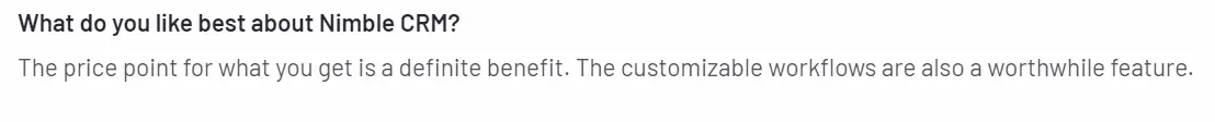 positive review of Nimble CRM
