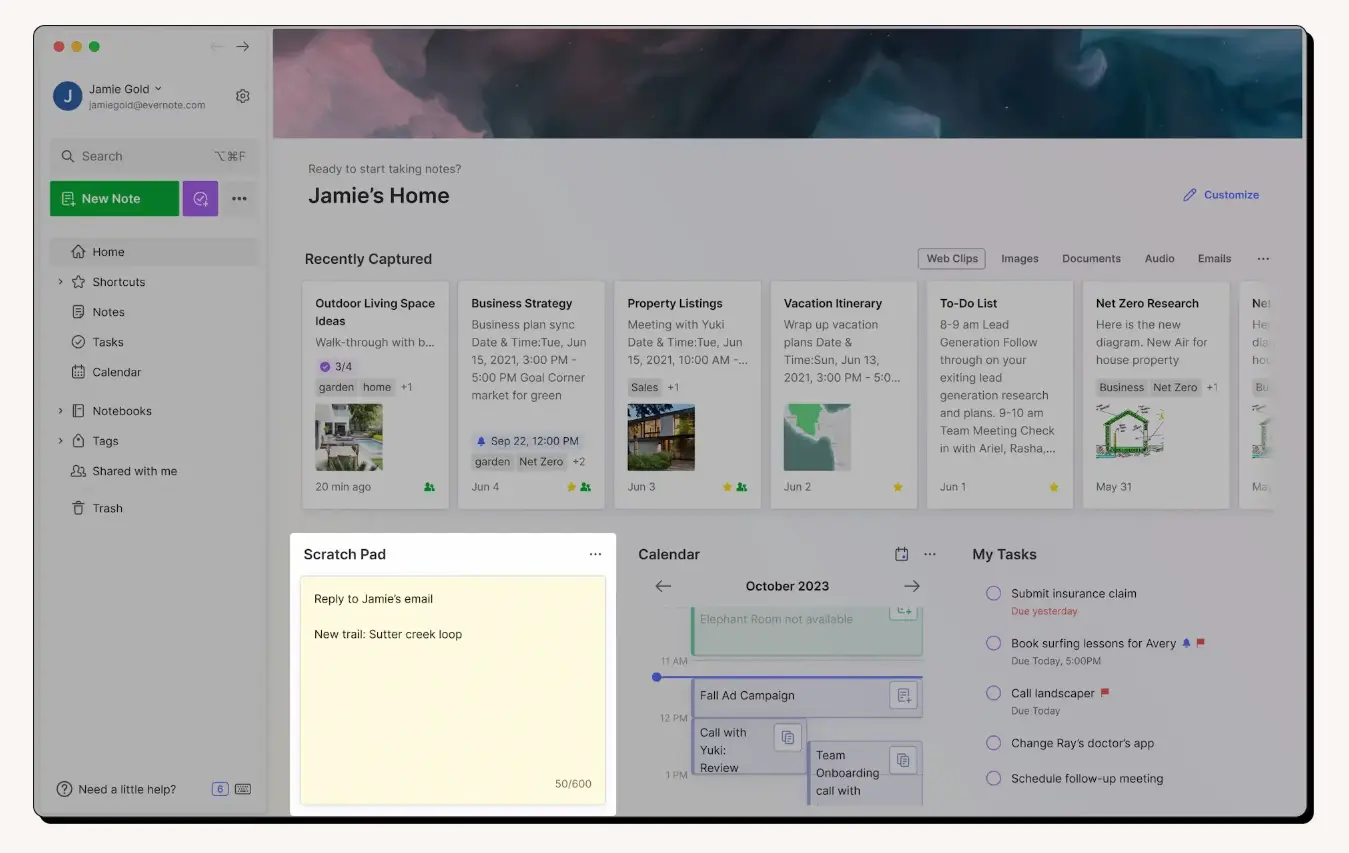 Evernote note-taking app