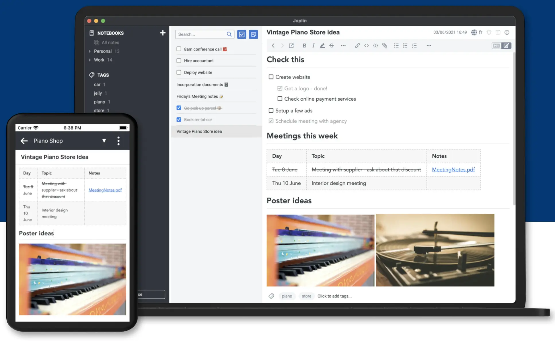 Joplin note taking app