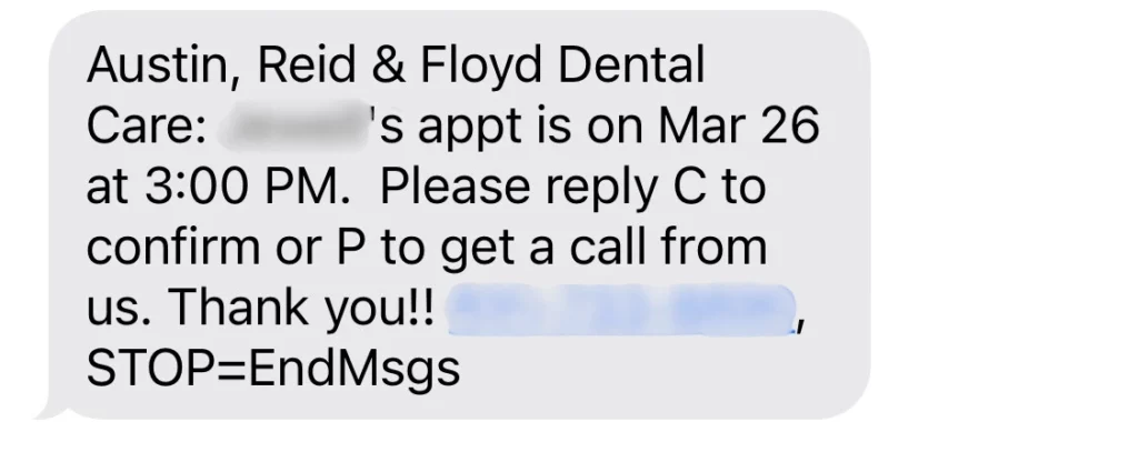 SMS appointment reminder