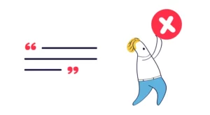 an animated image of a person holding a big x mark and quoted lines beside