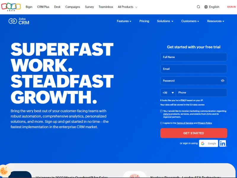 zoho crm free version