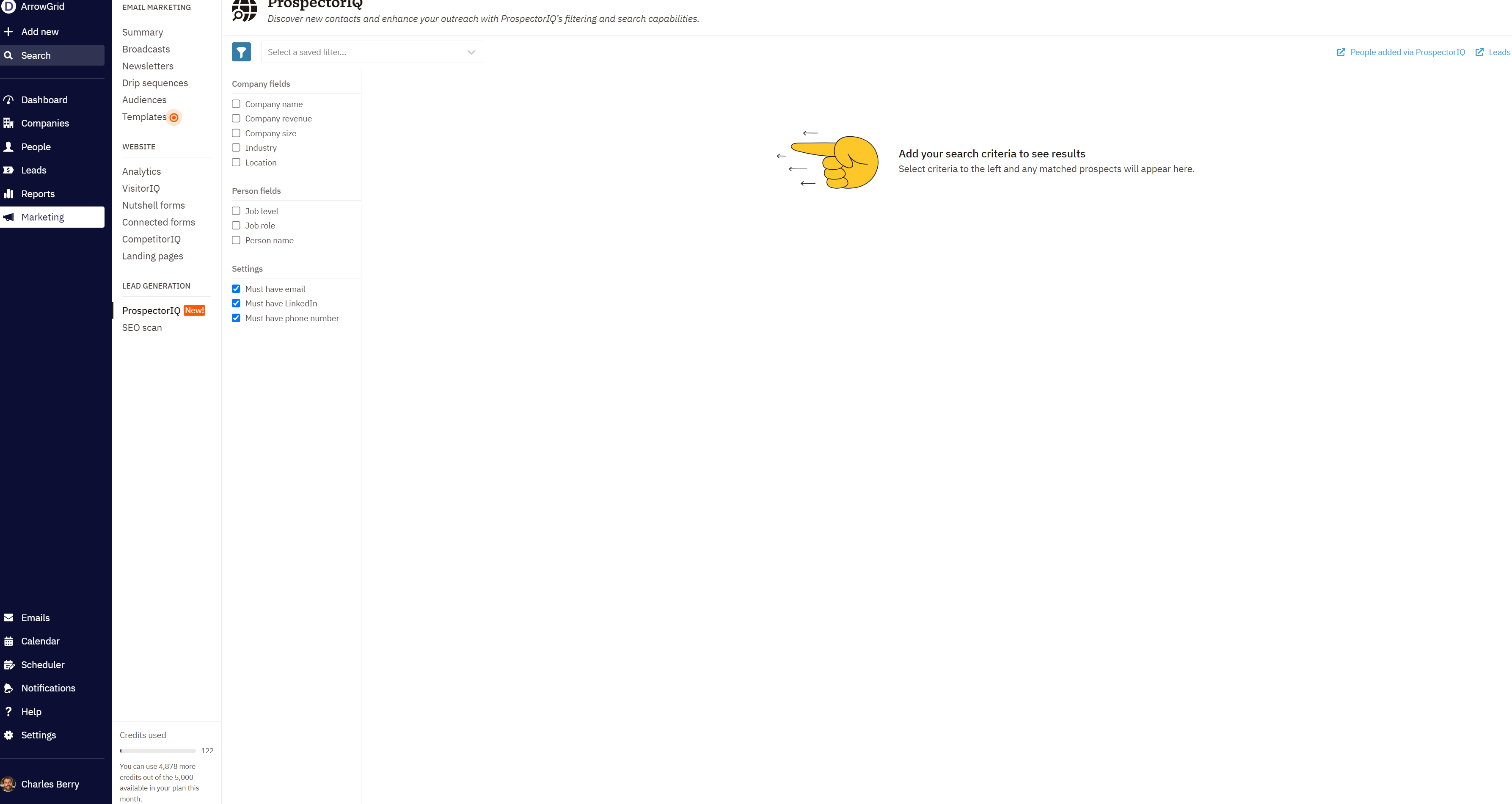 Screenshot of the PropsectorIQ page on Nutshell