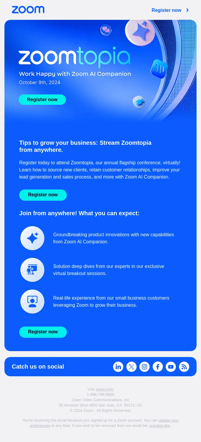 Zoomtopia event announcement email example