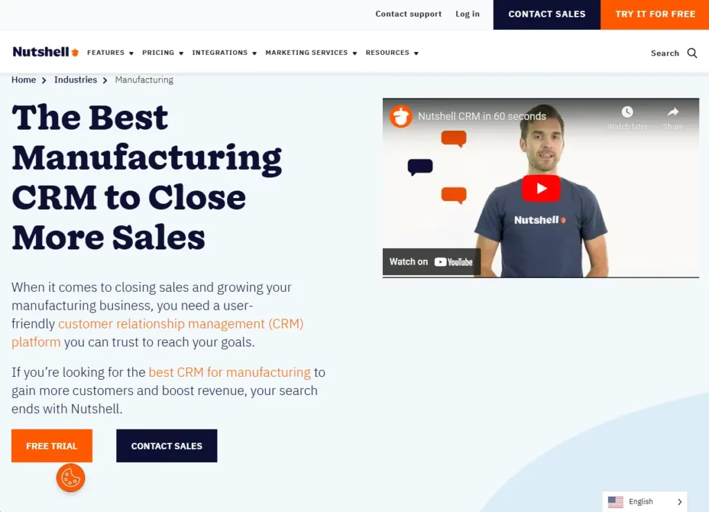 nutshell crm software for manufacturing industry