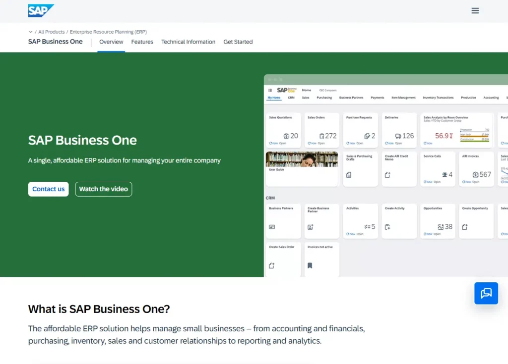 sap businessone erp software for manufacturing companies