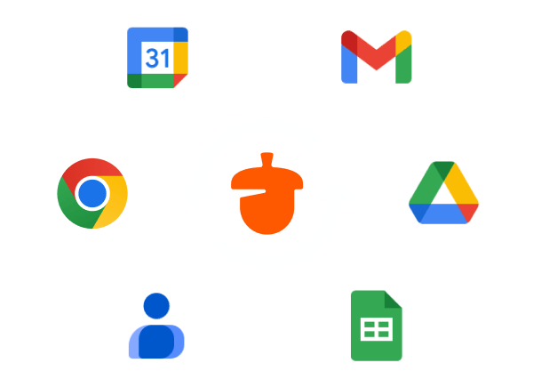 a Nutshell logo is surrounded by logos for Google Chrome, Gmail and other Google products