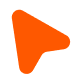 an orange arrow pointing to the upper left on a white background