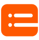 an orange icon with two white lines on a white background .