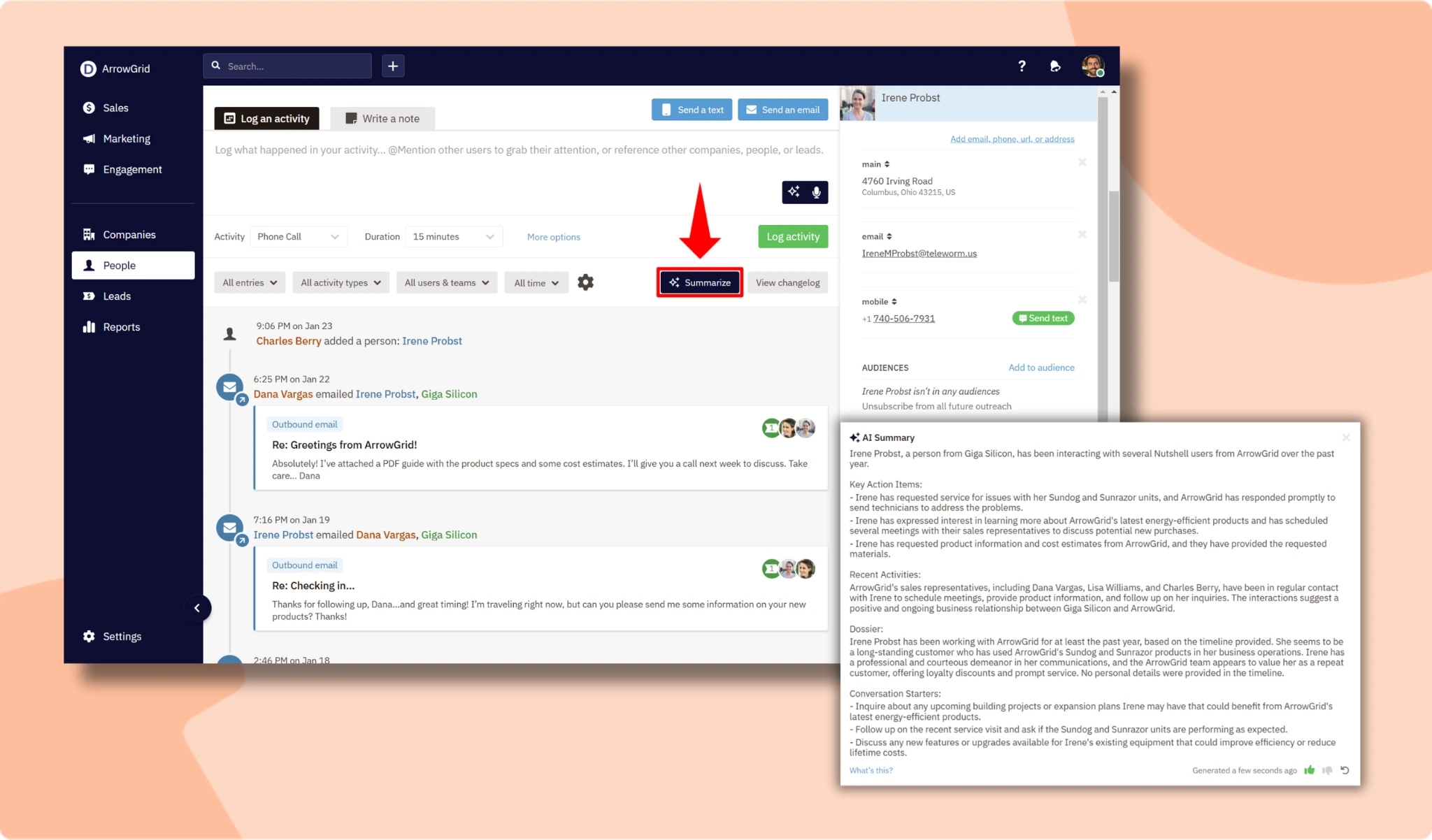 CRM Timeline Summarization