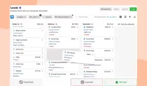 Nutshell's drag-and-drop lead board interface