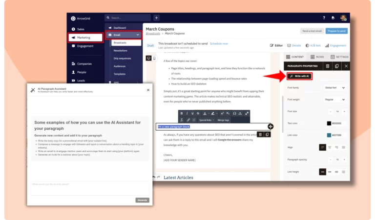 Nutshell Email Marketing AI Writing Assistant