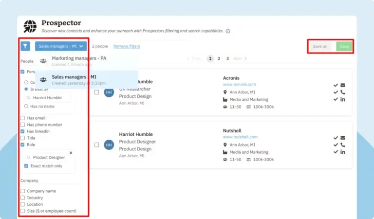 Save Filtered Prospecting Lists In Nutshell CRM