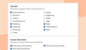 Select Settings for Website Visitors