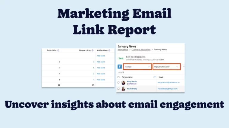 Marketing Email Link Report