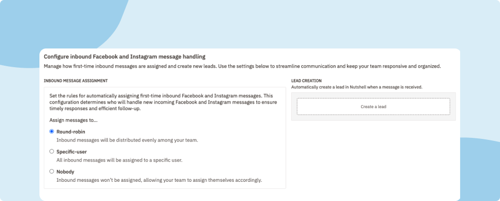 Assign Facebook and Instagram conversations to your team in Nutshell