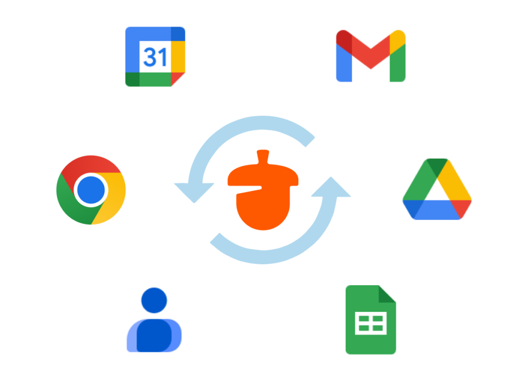 a Nutshell logo is surrounded by logos for Google Chrome, Gmail and other Google products