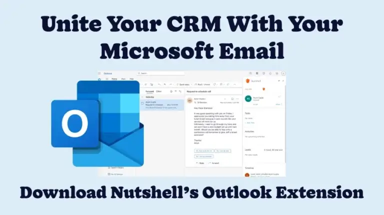 Microsoft Outlook extension announcement with the text "Unite Your CRM With Your Microsoft Email"