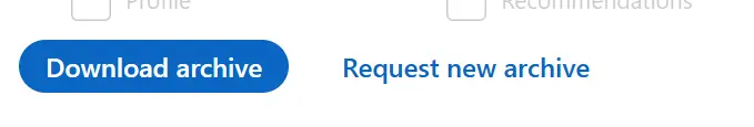 screenshot of download archive button