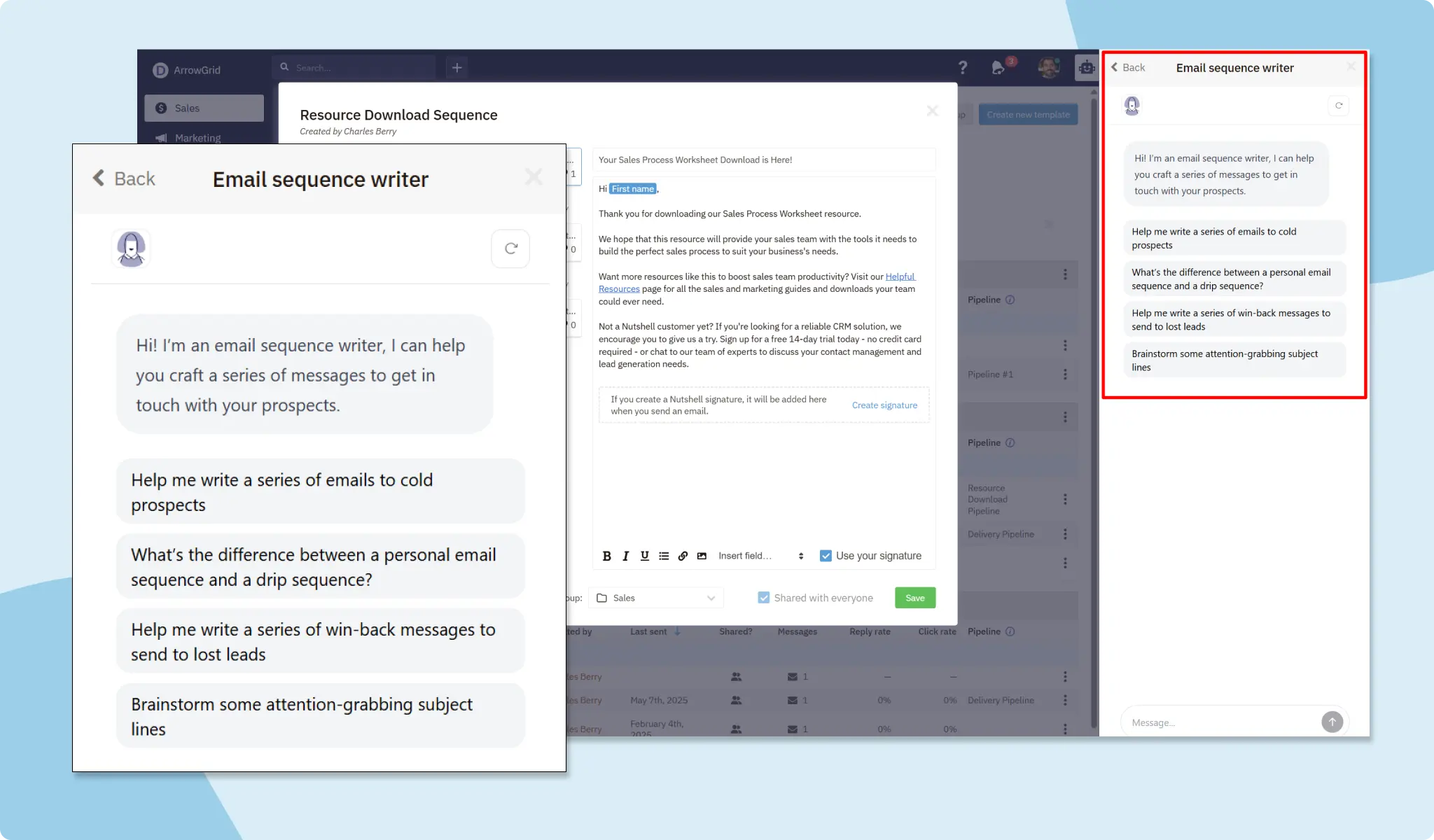 Nutshell's AI Agents - Email Sequence Writer