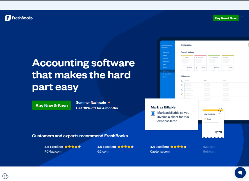 homepage of freshbooks invoice generator