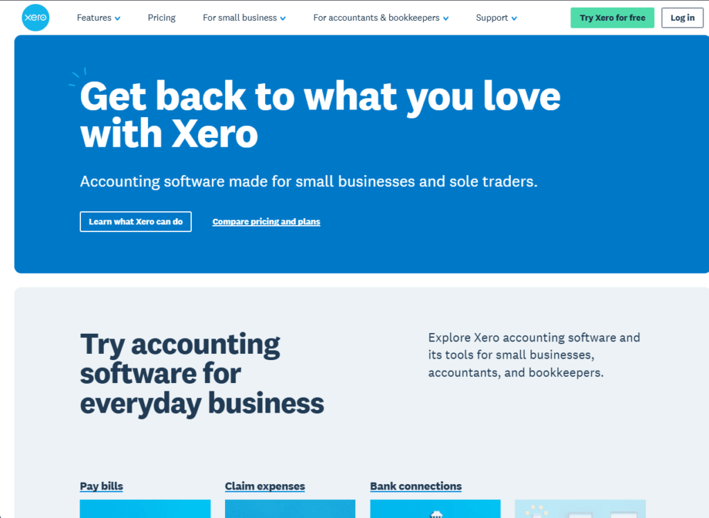 homepage of xero invoice generator