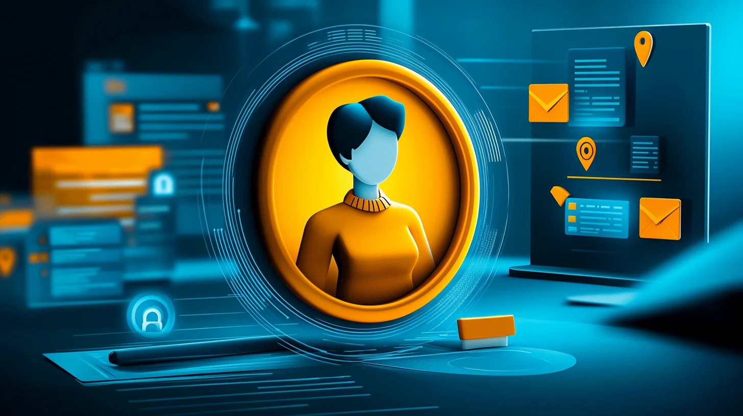 Two profiles are shown with the one on the left, a simple profile while the one on the right is more enhanced with symbols of email, phone, and location.