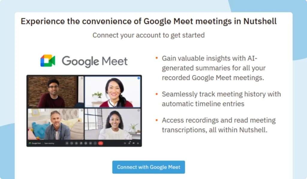 Google Meet CRM Integration With Nutshell