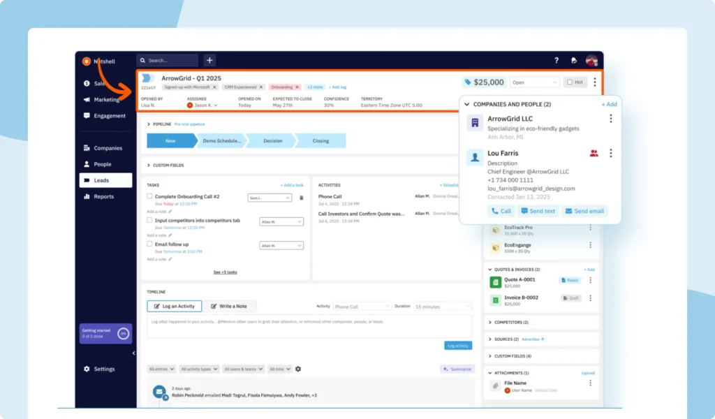 New lead page design - Nutshell CRM