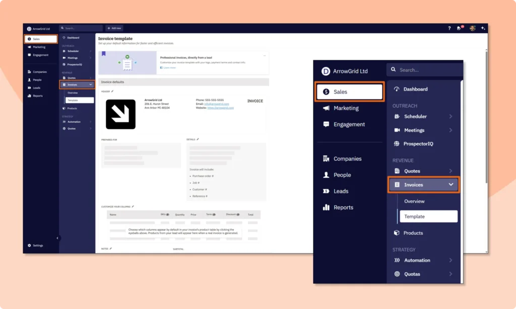 Nutshell Invoices - Quotes and Invoices Hub in CRM