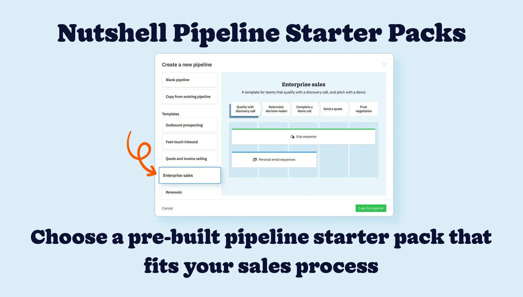 Nutshell's Pipeline Starter Packs - Pre-built pipeline templates to match your sales process