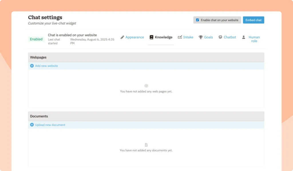Train the AI chatbot on your business in one click
