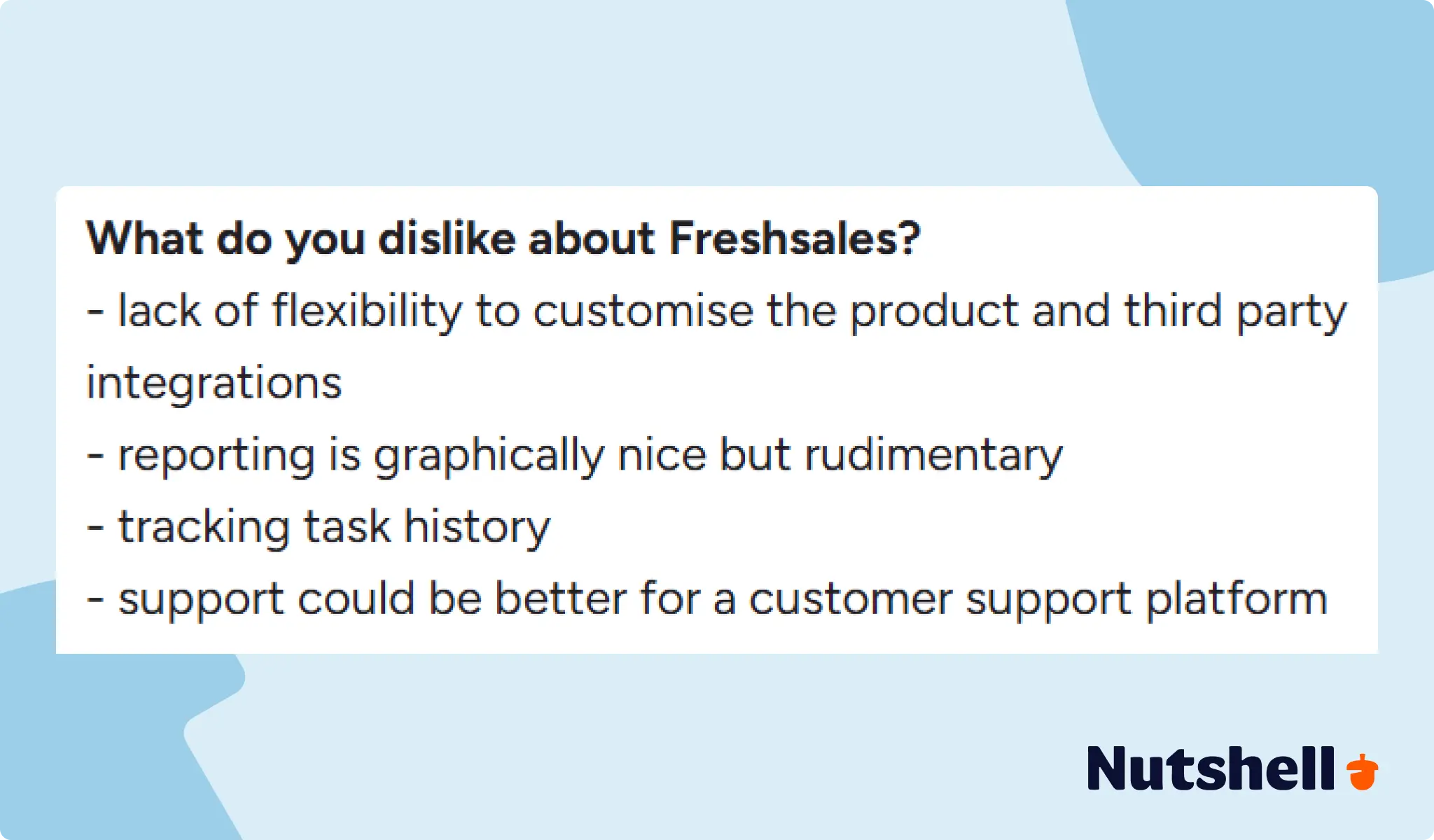 Integrations - Negative Freshsales review about the lack of customization of its third-party integrations