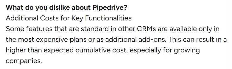 Pipedrive G2 Review Screenshot