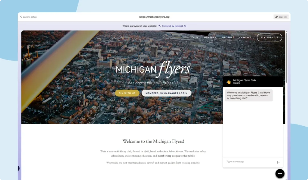 Test and preview your chatbot in one click