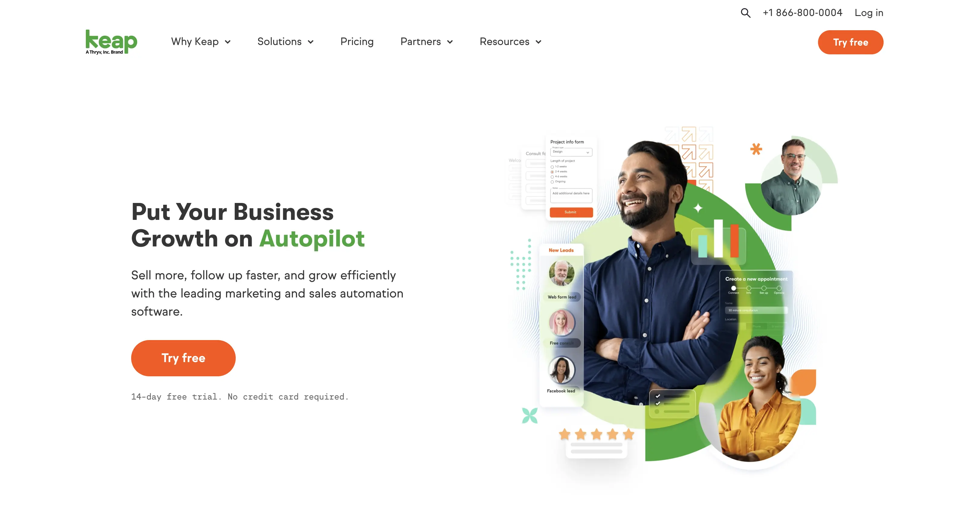 Manufacturing CRM homepage for Keap