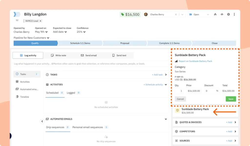Nutshell Product Categories - View Product Categories on the Lead Page in Your CRM
