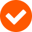 Orange circle with a white checkmark