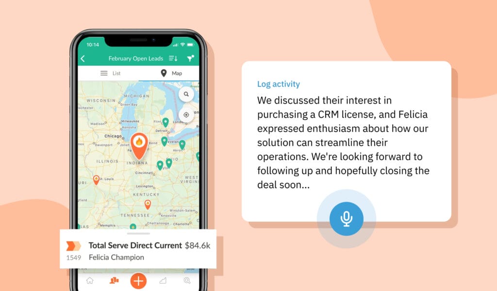 Composite image of instant logging on Nutshell mobile app