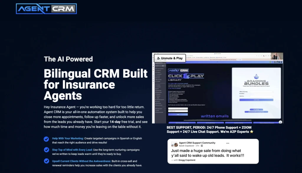 Agent CRM homepage