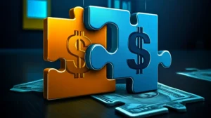 2 puzzle pieces with dollar sign