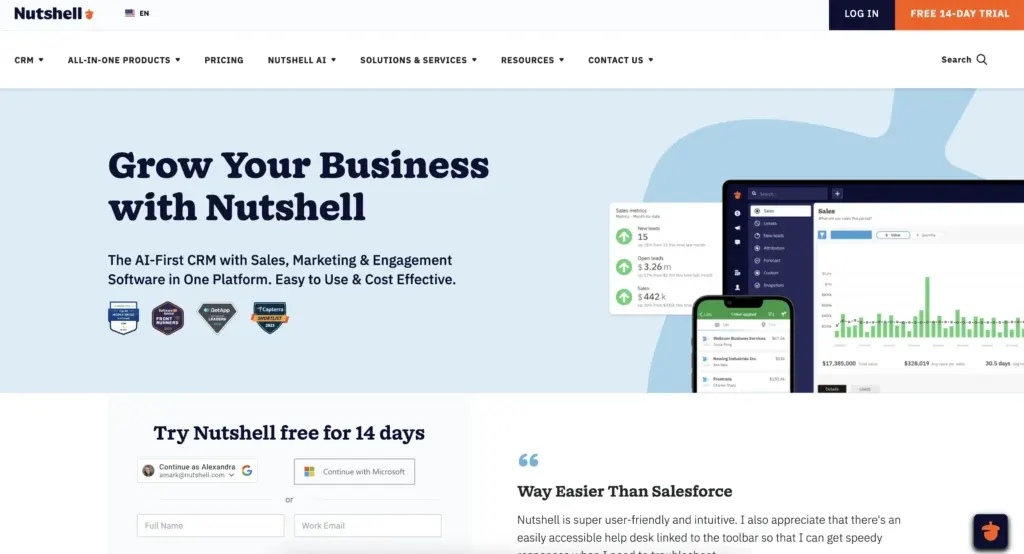 nutshell crm for email marketing