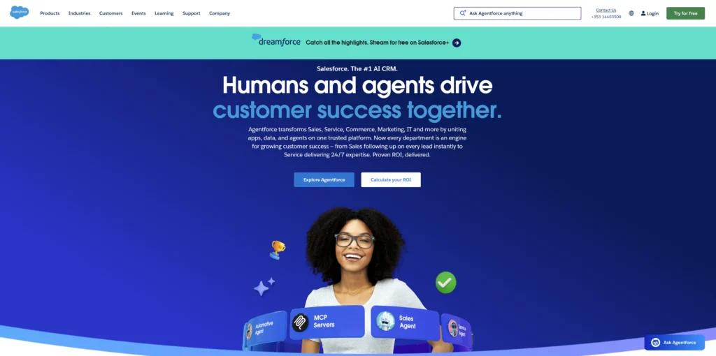 A screenshot of Salesforce's website homepage