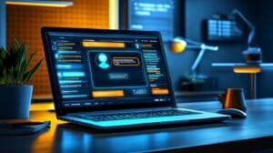 A chat-bot on a laptop