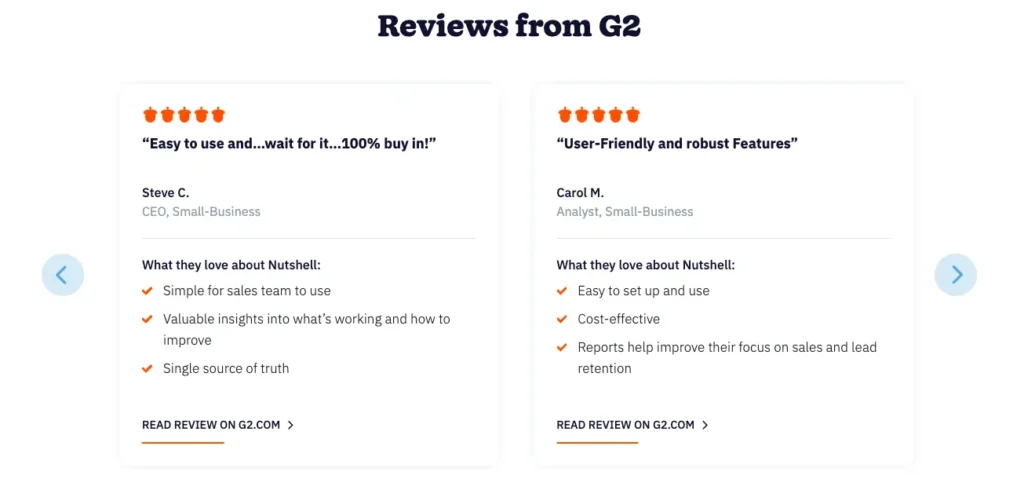 An example of review cards from the Nutshell website