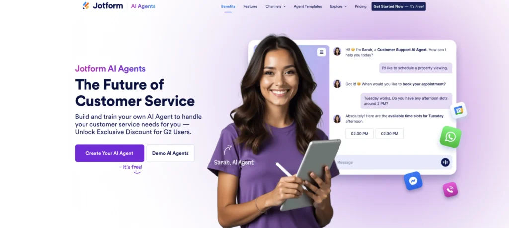 Website page for Jotform's AI Agents