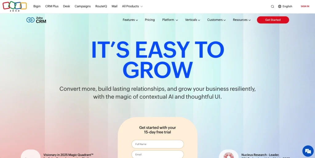 Zoho CRM with invoicing